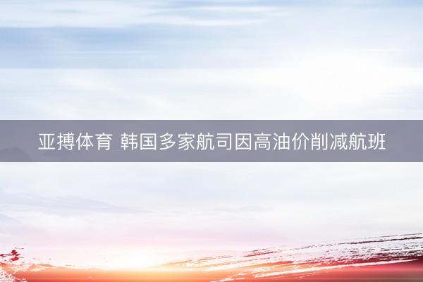 亚搏体育 韩国多家航司因高油价削减航班