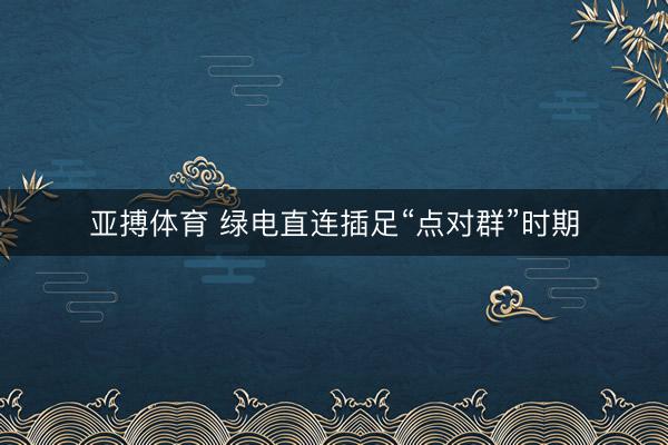 亚搏体育 绿电直连插足“点对群”时期