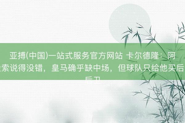 亚搏(中国)一站式服务官方网站 卡尔德隆：阿隆索说得没错，皇马确乎缺中场，但球队只给他买后卫