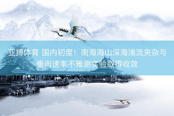 亚搏体育 国内初度！南海海山深海湍流夹杂与垂向速率不雅测实验取得收效