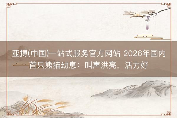 亚搏(中国)一站式服务官方网站 2026年国内首只熊猫幼崽：叫声洪亮，活力好