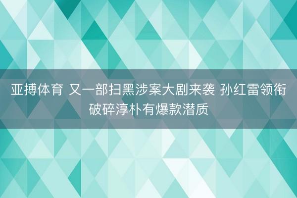 亚搏体育 又一部扫黑涉案大剧来袭 孙红雷领衔破碎淳朴有爆款潜质
