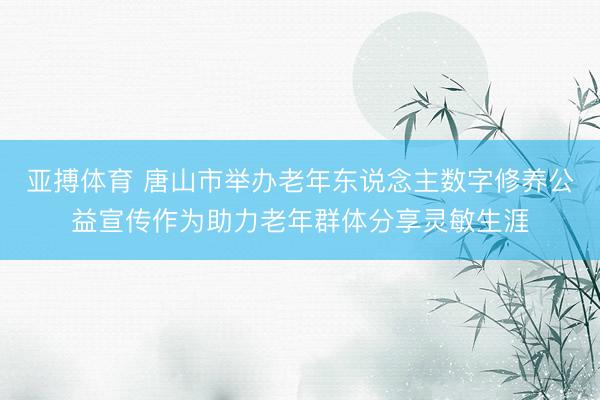 亚搏体育 唐山市举办老年东说念主数字修养公益宣传作为助力老年群体分享灵敏生涯